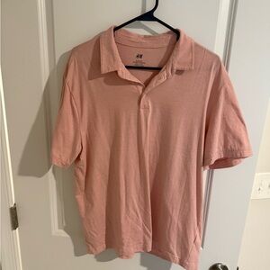 H&M Men's Soft Pink Polo Shirt